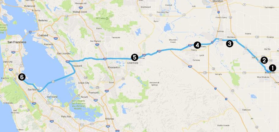Central Valley Transporter Map to SFP